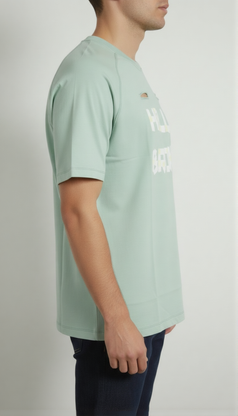 Hello Broke Graphic Cut-Out T-Shirt